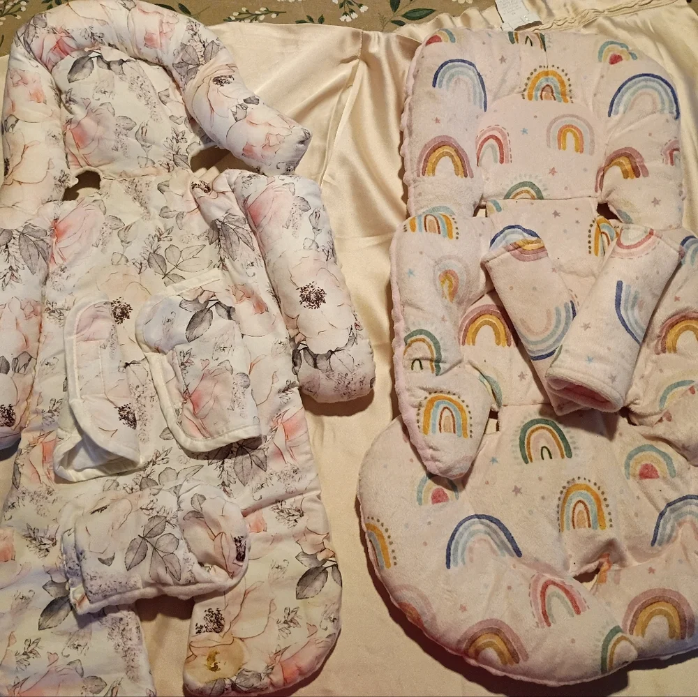 Floral & Rainbow Baby Seat Liners - Soft Pink Palette